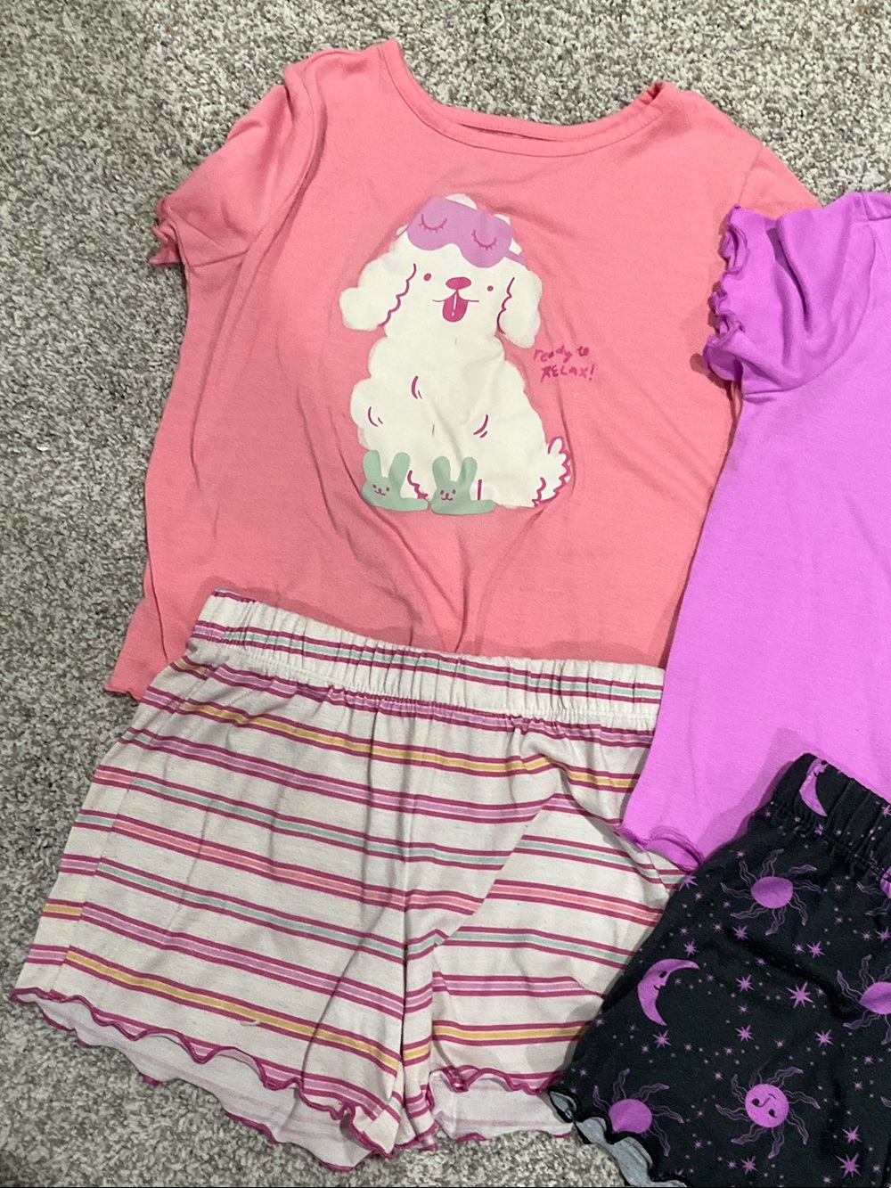 Cat & Jack Pink Puppy and Purple Moon Girls Pajama Set - Picture 3 of 6